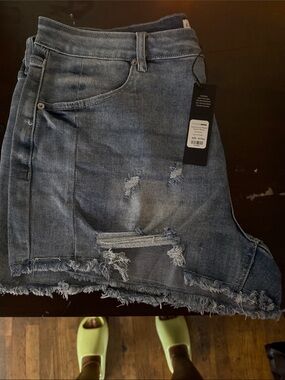 Fashion Nova Light Blue Distressed Denim Shorts